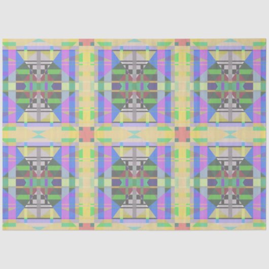 Yellow Green Blue Lila Geometric Seidenpapier (Vorderseite)