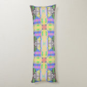 Yellow Green Blue Lila Geometric Seitenschläferkissen (Rückseite (Vertikal))