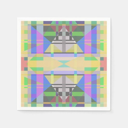 Yellow Green Blue Lila Geometric Serviette (Vorderseite)