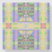 Yellow Green Blue Lila Geometric Steinuntersetzer (Vorderseite)