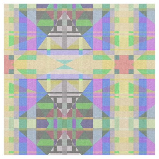 Yellow Green Blue Lila Geometric Stoff (Nahaufnahme)
