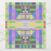 Yellow Green Blue Lila Geometric Weinetikett (Einzelnes Label)