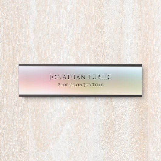 Yellow Green Blue Lila Trendy Elegante Moderne Mod Türschild (Vorderseite )