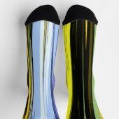 Yellow Green Blue Purple Black Vertical Stripes Socken (Oben)