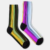 Yellow Green Blue Purple Black Vertical Stripes Socken (Rechts)