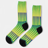 Yellow Green Blue Striped Pattern Socken (Linkes Detail)