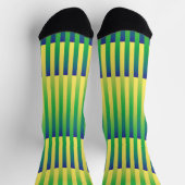 Yellow Green Blue Striped Pattern Socken (Oben)