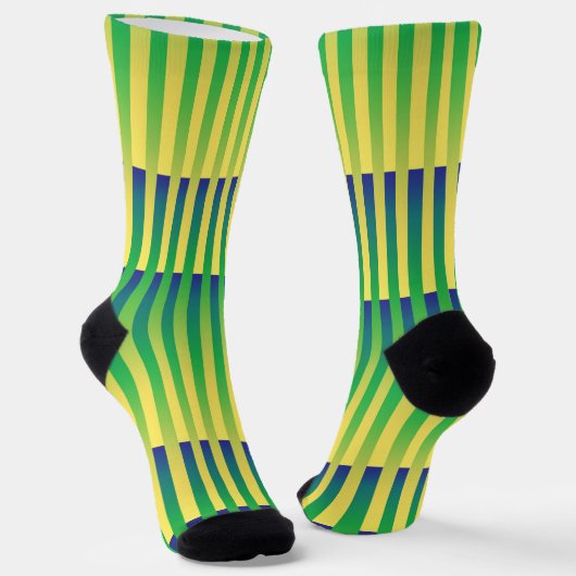 Yellow Green Blue Striped Pattern Socken (Gewinkelt)