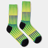 Yellow Green Blue Striped Pattern Socken (Rechts)