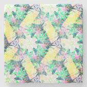 Yellow Green Botanical Drinks Coasters Steinuntersetzer (Vorderseite)