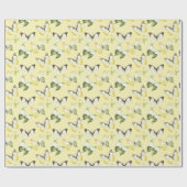 Yellow Green Butterflies Birthday Geschenkpapier (Flach)