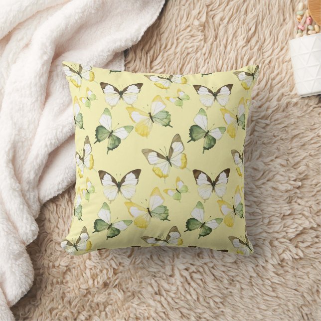 Yellow Green Butterflies Birthday Kissen (Decke)