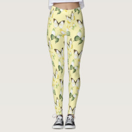 Yellow Green Butterflies Leggings