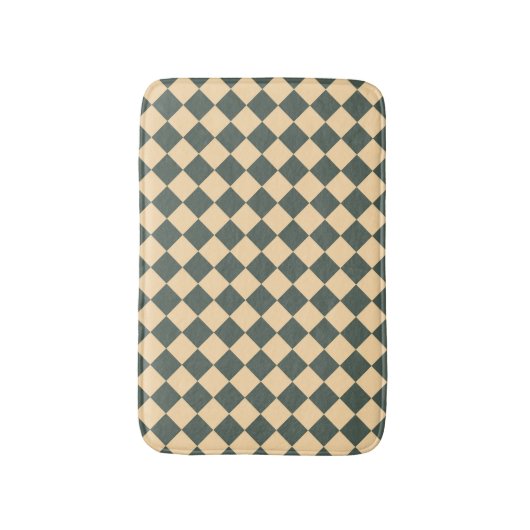 Yellow Green Checker Diamond Pattern Badematte (Vorderseite Vertikal)