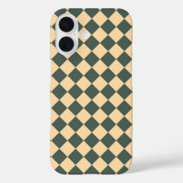 Yellow Green Checker Diamond Pattern iPhone 16 Hülle