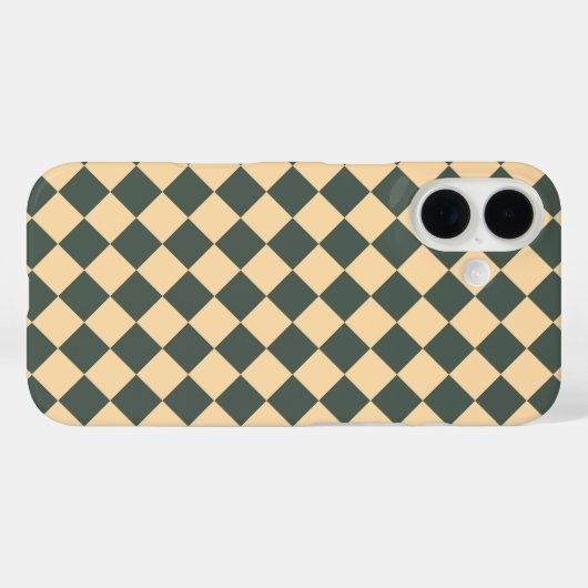 Yellow Green Checker Diamond Pattern Case-Mate iPhone Hülle (Rückseite (Horizontal))