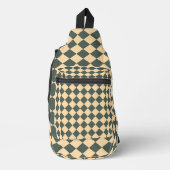 Yellow Green Checker Diamond Pattern Crossbody Bag (Vorderseite)