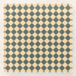 Yellow Green Checker Diamond Pattern Glasuntersetzer