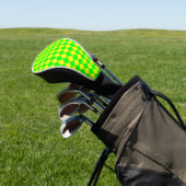 Yellow Green Checker Diamond Pattern Golf Headcover (In SItu)