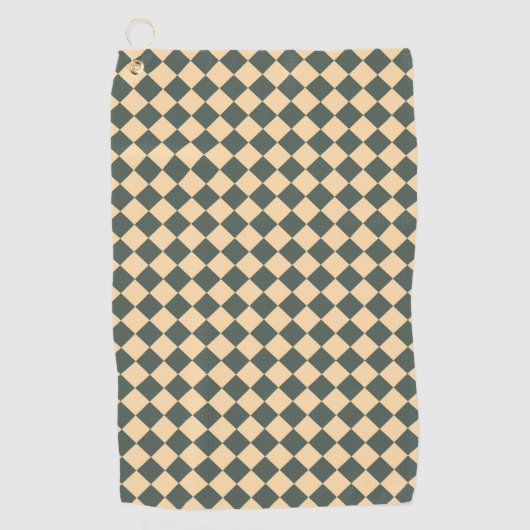 Yellow Green Checker Diamond Pattern Golfhandtuch (Vorderseite)