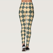 Yellow Green Checker Diamond Pattern Leggings (Rückseite)