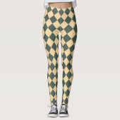 Yellow Green Checker Diamond Pattern Leggings (Vorderseite)
