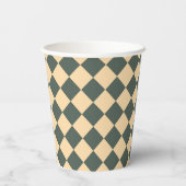 Yellow Green Checker Diamond Pattern Pappbecher (Rückseite)