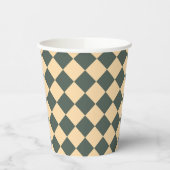 Yellow Green Checker Diamond Pattern Pappbecher (Links)