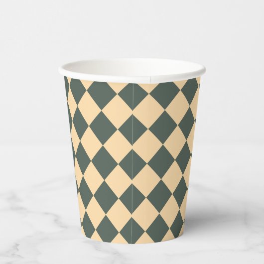 Yellow Green Checker Diamond Pattern Pappbecher (Rechts)