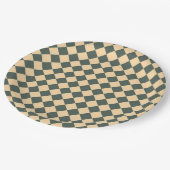 Yellow Green Checker Diamond Pattern Pappteller (Schrägansicht)