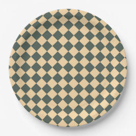 Yellow Green Checker Diamond Pattern Pappteller