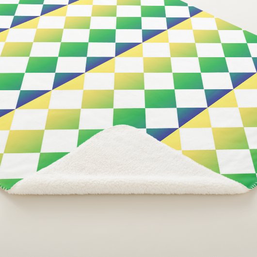 Yellow Green Checker Diamond Pattern Sherpadecke (3/4)