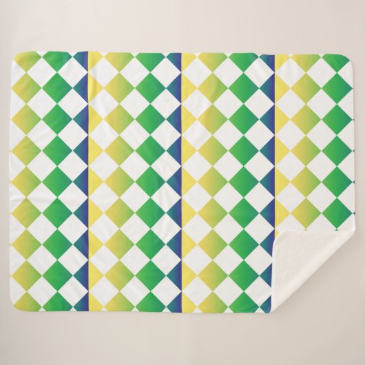 Yellow Green Checker Diamond Pattern Sherpadecke (Vorderseite (Horizontal))