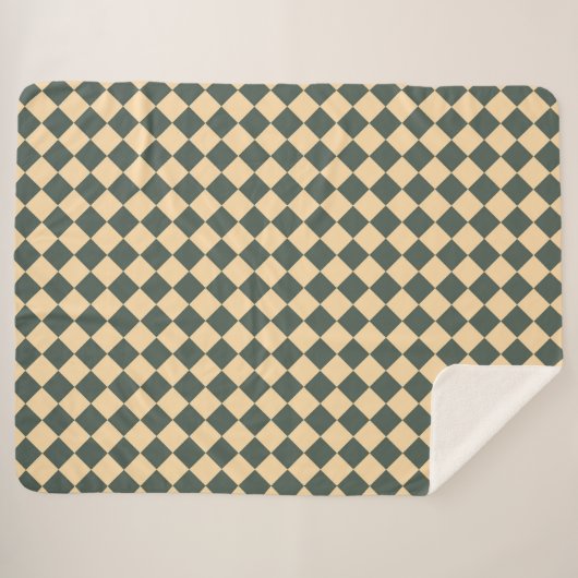 Yellow Green Checker Diamond Pattern Sherpadecke (Vorderseite (Horizontal))