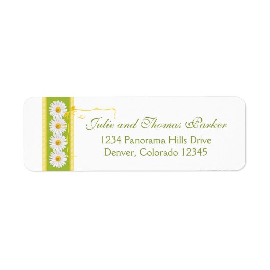 Yellow Green Daisy Ribbon Wedding Rücksendeadresse (Vorne)