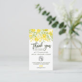 Yellow green floral script logo order danke visitenkarte (Stehend Vorderseite)