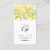 Yellow green floral script logo order danke visitenkarte (Rückseite)