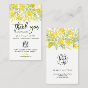 Yellow green floral script logo order danke visitenkarte