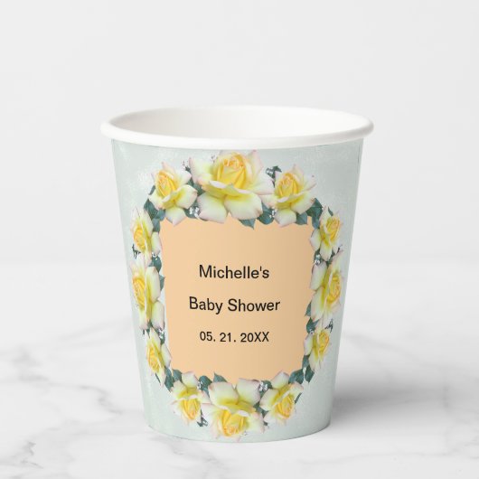 Yellow Green Florals Tafelgeschirr Pappbecher (Vorderseite)