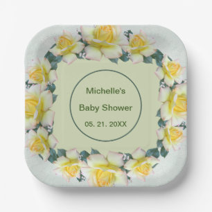 Yellow Green Florals Tafelgeschirr Pappteller