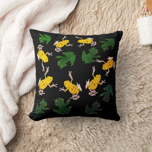 Yellow Green Frogs Pattern Kissen (Decke)