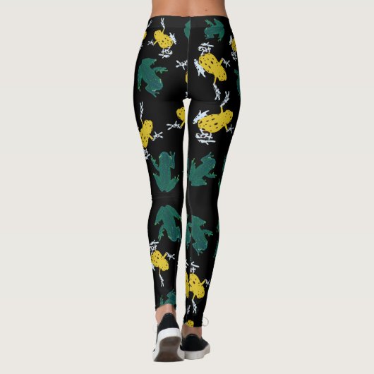 Yellow Green Frogs Pattern Leggings (Rückseite)