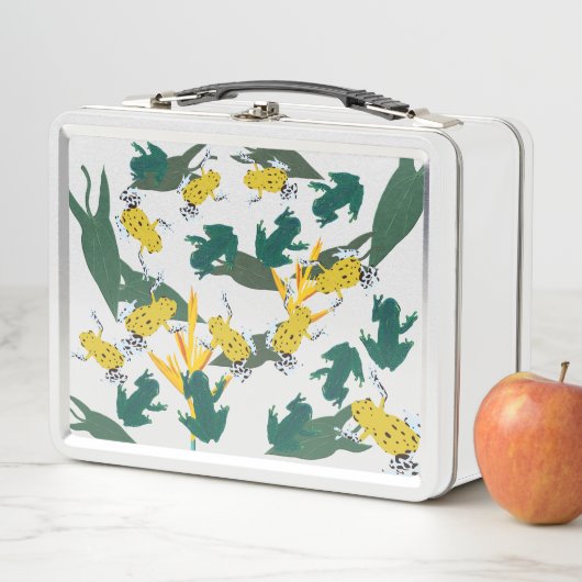Yellow Green Frogs Pattern Metall Brotdose (Beispiel)