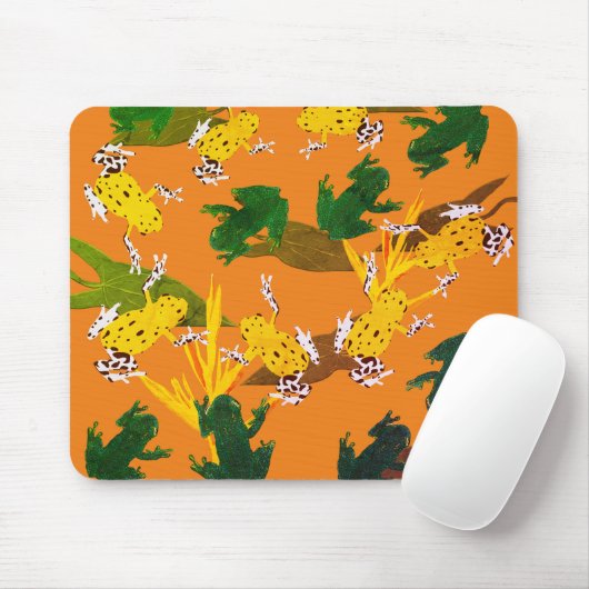 Yellow Green Frogs Pattern Mousepad (Mit Mouse)