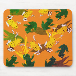 Yellow Green Frogs Pattern Mousepad