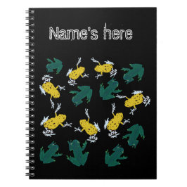 Yellow Green Frogs Pattern Notizblock