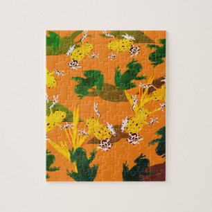 Yellow Green Frogs Pattern Puzzle