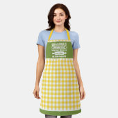 Yellow Green Gingham Oma Meals Erinnerungen Schürze (Getragen)