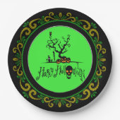 Yellow Green Happy Halloween Grave Yard Pappteller (Vorderseite)