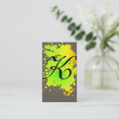 Yellow Green Ink Paint Splash Business Card Visitenkarte (Stehend Vorderseite)